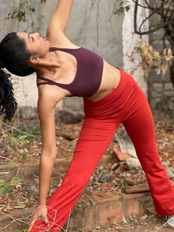 PROYOG Women's Organic Yoga Pants (Beetroot, Medium) 