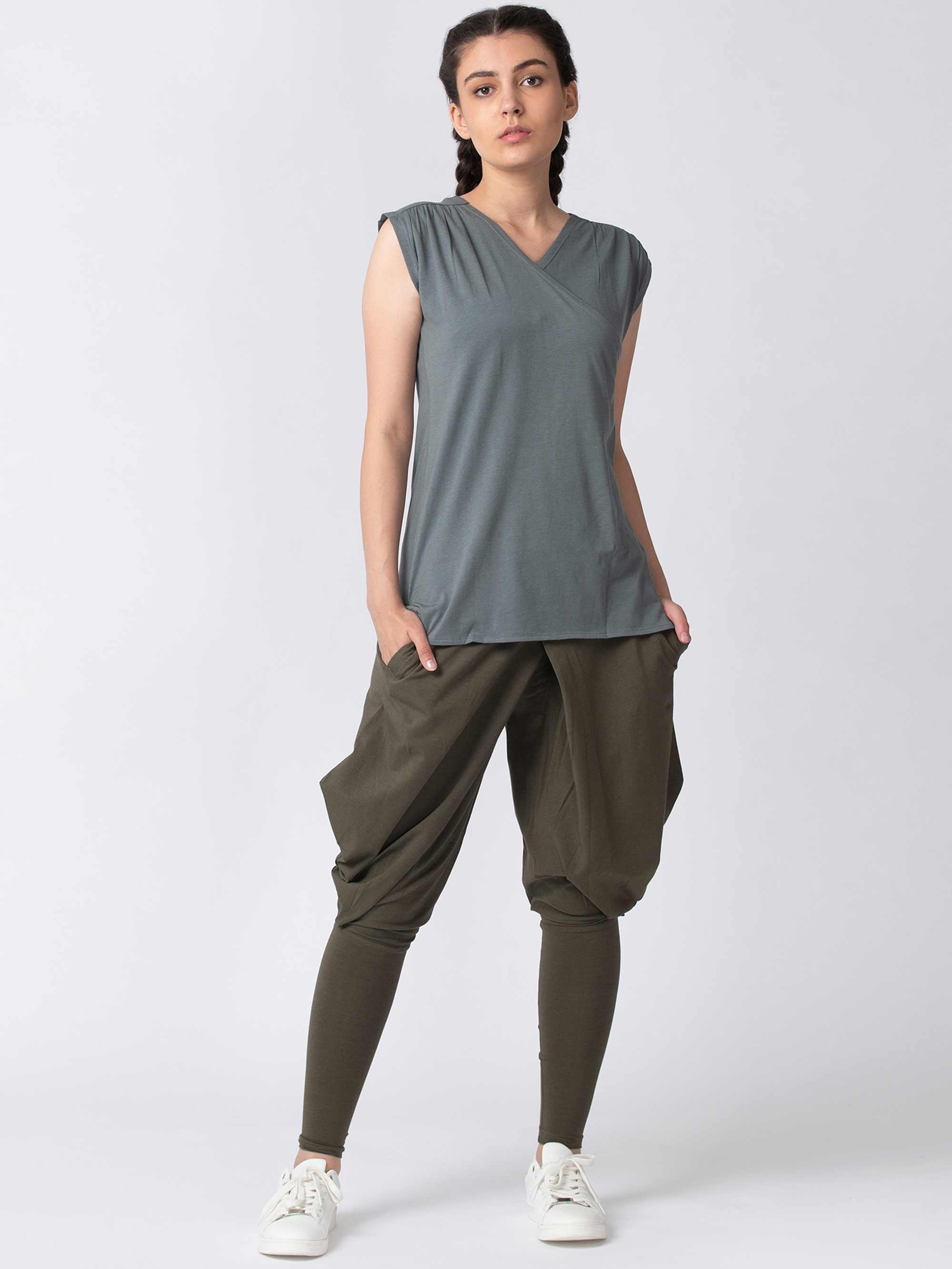 PROYOG Women's Organic Yoga Dhoti Shorts - Beetroot - XS