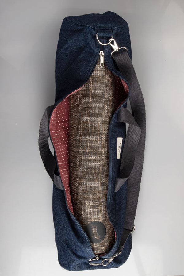 Denim Yoga Mat Bag with Zipper Pocket and Bottle Holder - Proyog