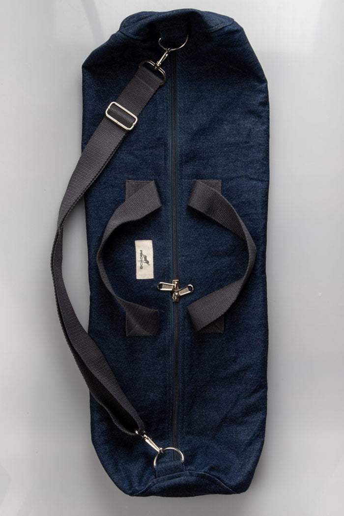 Denim Yoga Mat Bag with Zipper Pocket and Bottle Holder - Proyog