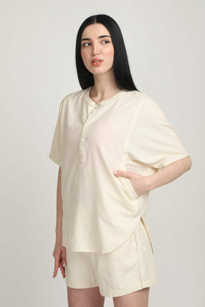 Womens Kimono Top with Pockets Linen I Hamsa Kora