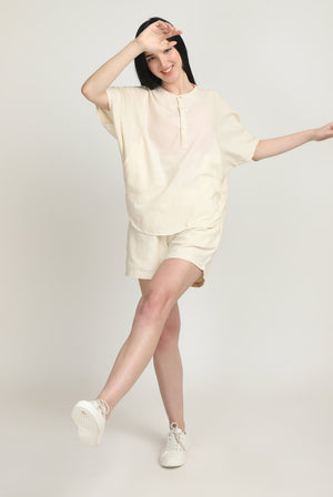 100% Cotton Yoga Shorts with Kimono Top