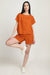 100% Linen Rust Yoga Crop top and Shorts
