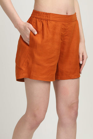 100% Linen Yoga Shorts with pocket