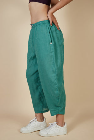 Proyog Ankle Length Easy Yoga Pants with Pockets Linen I Kosa Pine