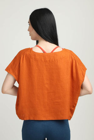 100% Linen Crop Top Back View