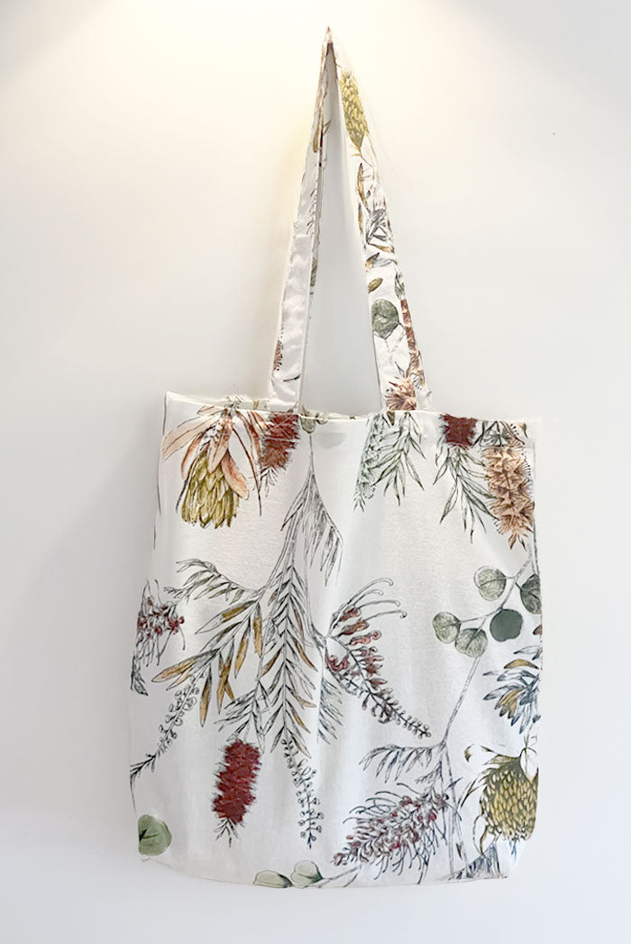 Yoga Tote Bag in 100% cotton with botanical print