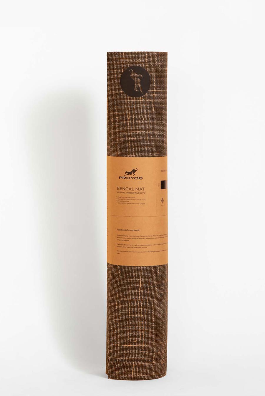 Bengal Mat standing upright - 100% natural rubber and jute yoga mat, PVC-free and made in India