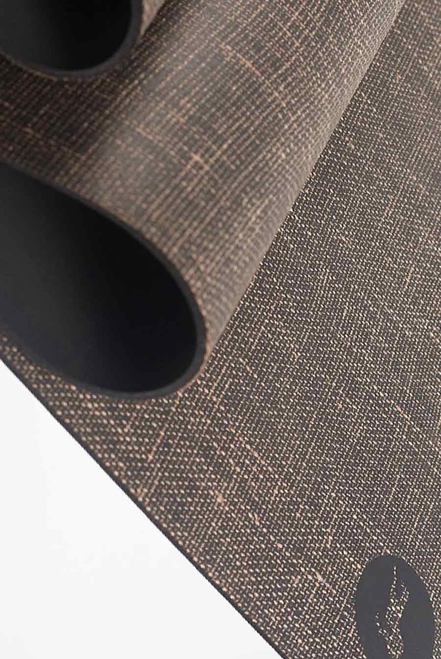 Macro texture of natural jute weave for superior yoga mat grip