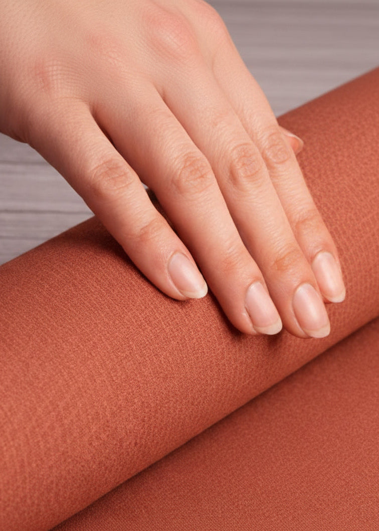 Close-up of natural cotton and rubber texture on an eco-friendly travel yoga mat
