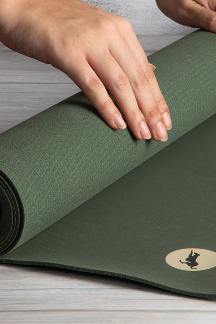 Close-up of natural rubber texture on the Mysore yoga mat for maximum grip