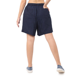 Womens Summer Shorts Linen | Chakra Navy