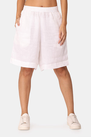 100% Linen Shorts with Pockets. Front.