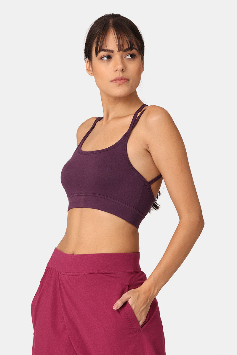 Yoga Crossback Bra Bamboo Organic Cotton I Bharni Beetroot