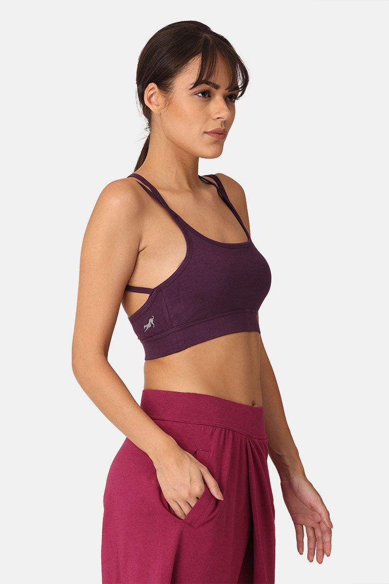 Yoga Crossback Bra Bamboo Organic Cotton I Bharni Beetroot