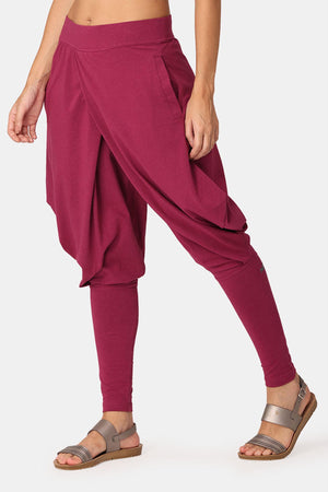 Dhoti Yoga Pant with Pockets Raspberry Side