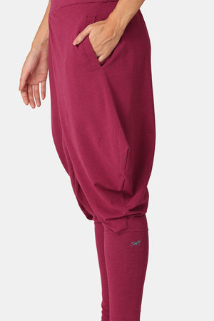 Dhoti Yoga Pant with Pockets Raspberry Detail