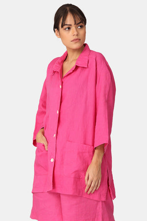 Women Summer Jacket Linen I Chitta Fuschia Pink