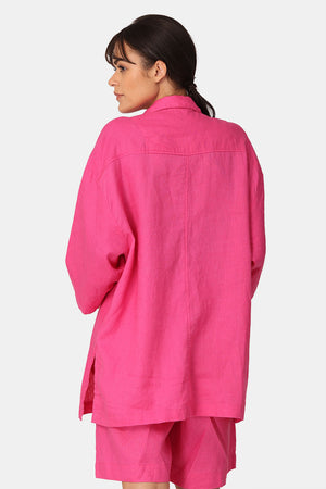 Women Summer Jacket Linen I Chitta Fuschia Pink