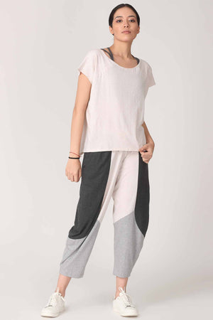 Stylish, Loose Fit Boxy Yoga Layering Crop T-shirt. Look with Patchwork Loose Pants.