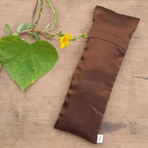 Eye Pillow Silk with Flaxseeds. Chocolate.