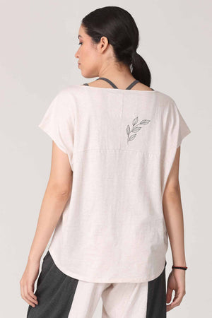 Stylish, Loose Fit Boxy Yoga Layering Crop T-shirt. Back.