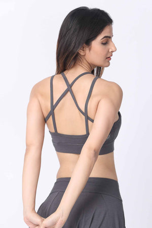 Cross-back strappy bra in Organic Cotton. Back.