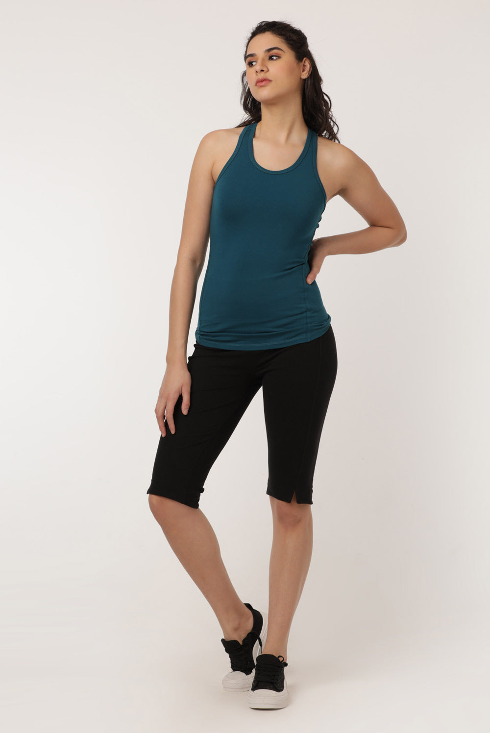 Womens Knee Length Yoga Shorts : Ardha Black - Proyog