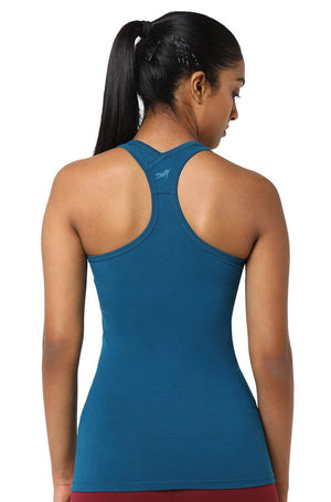 Yoga Racerback Tank Fitted Organic Cotton I Chin Seaport Blue - Proyog