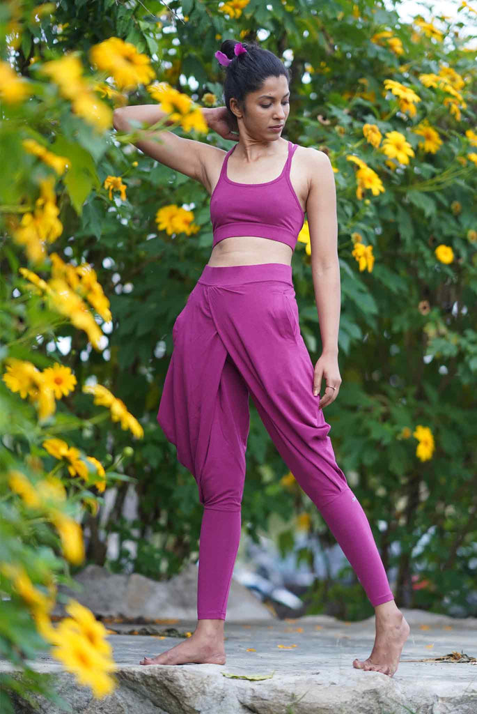 Proyog Unisex Yoga Dhoti Shorts Organic Cotton Bamboo I Chandra Grape