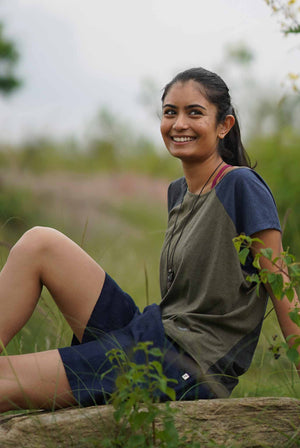 Womens Summer Shorts Linen | Chakra Navy