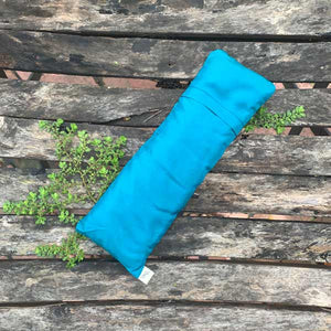 Bamboo eye pillow with lavender and flax seed filling in blue