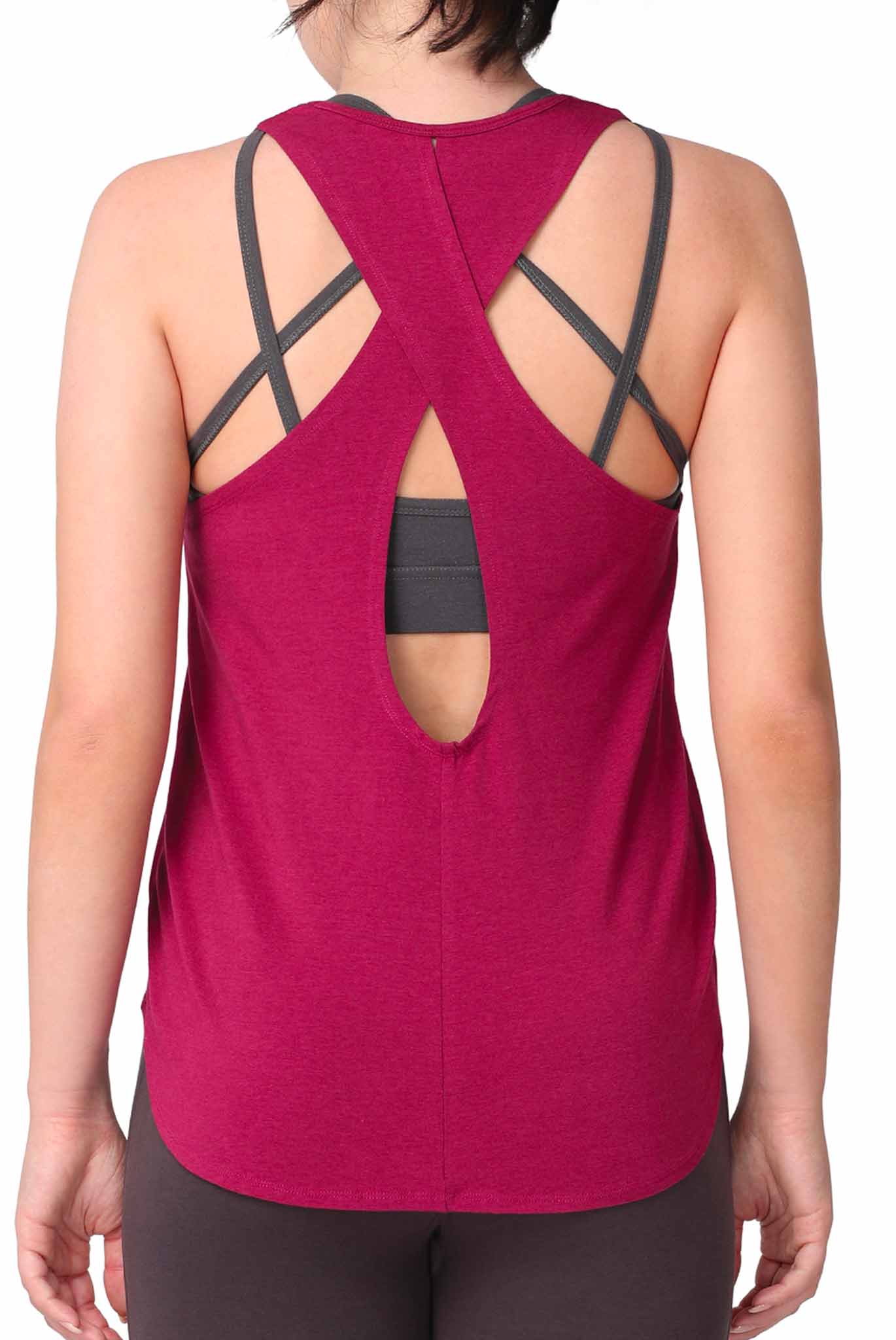 Yoga Tank Raspberry with Crossback Back