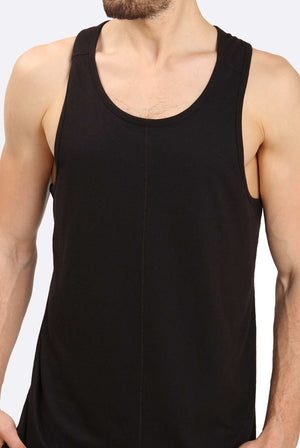 Mens Sleeveless Yoga Vest Organic Cotton Modal I Satya Black