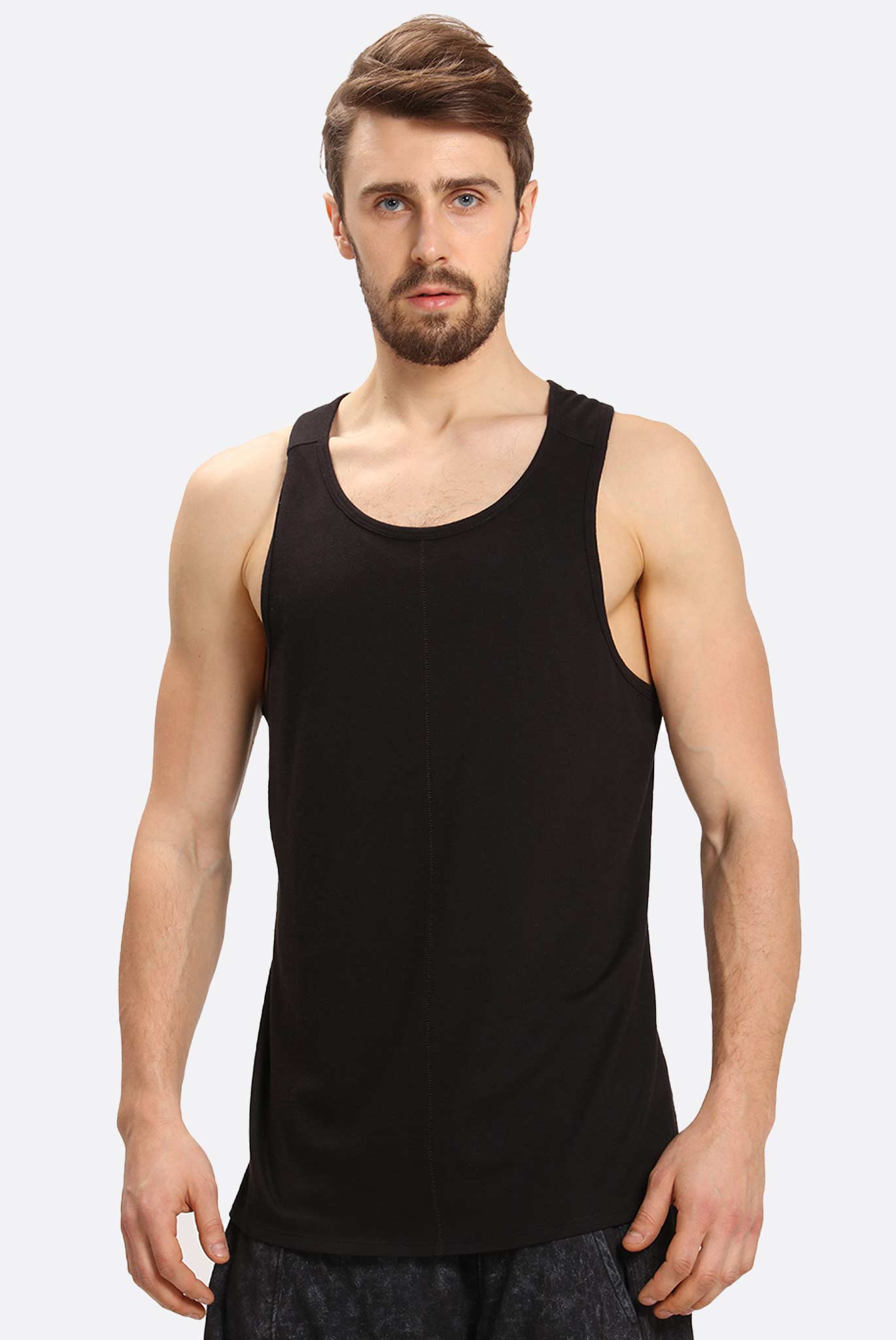 Mens Sleeveless Yoga Vest Organic Cotton Modal I Satya Black