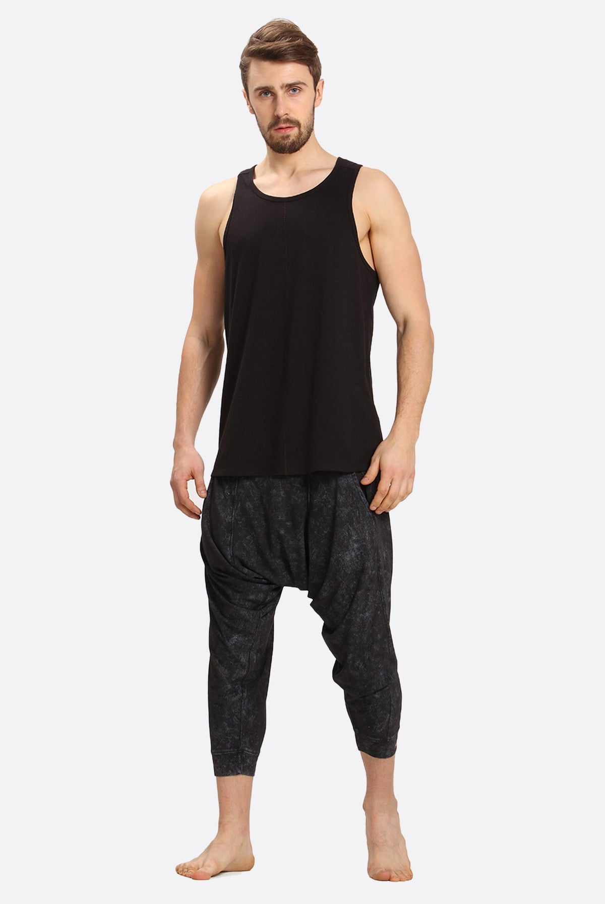 Mens Sleeveless Yoga Vest Organic Cotton Modal I Satya Black